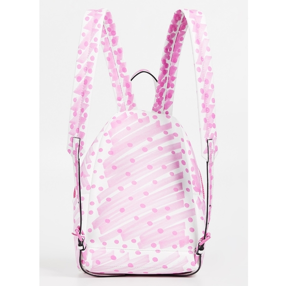 MOSCHINO Brushstroke Polka Dots Backpack Logo Barbie Pink - Picture 2 of 7